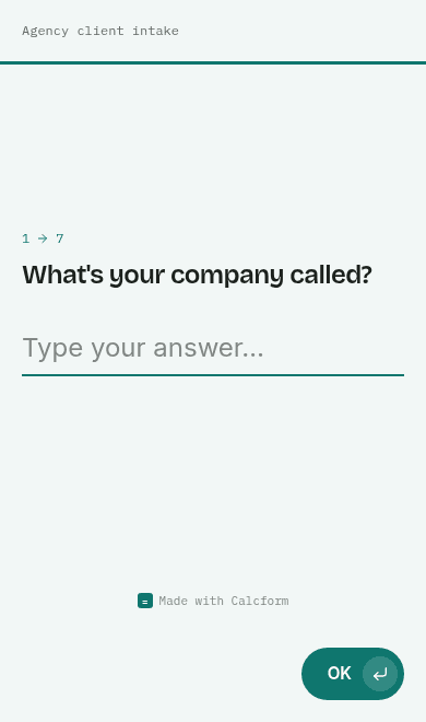 Agency client intake template on phone
