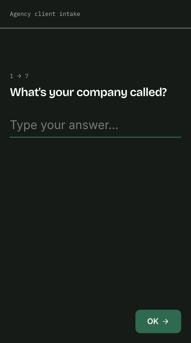 Agency client intake template on a phone
