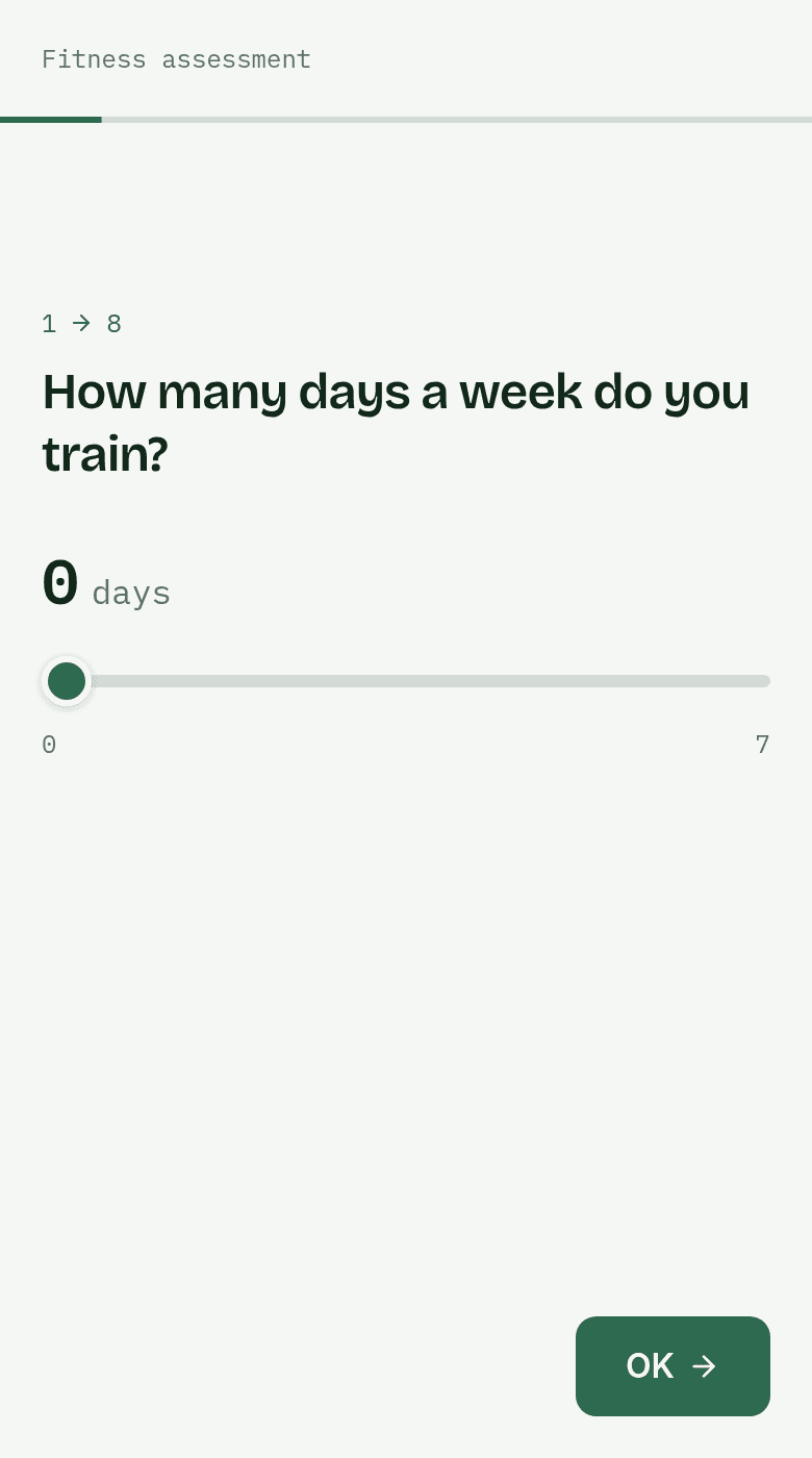 Fitness assessment template on a phone
