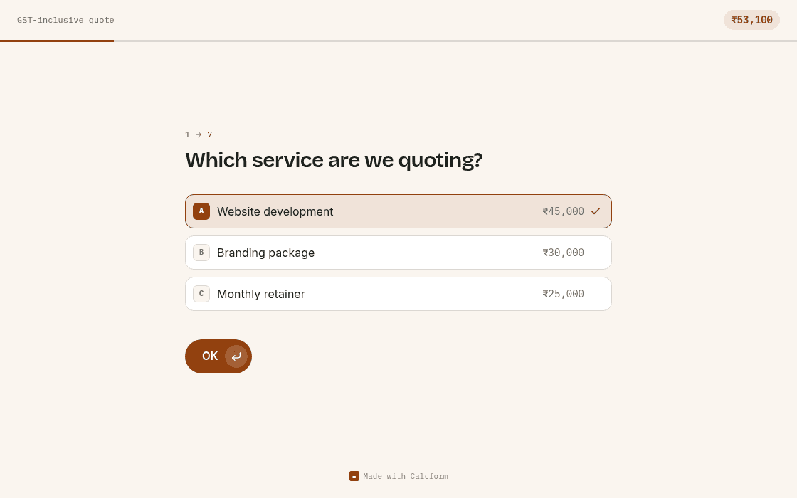 GST-inclusive quote template on desktop