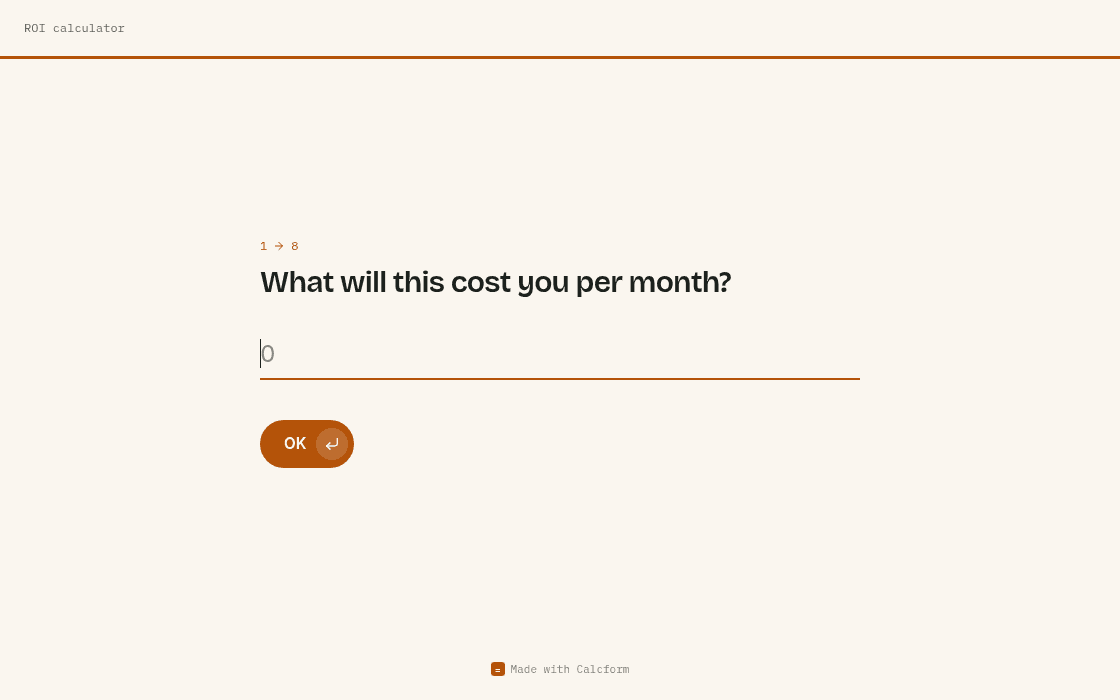 ROI calculator template on desktop