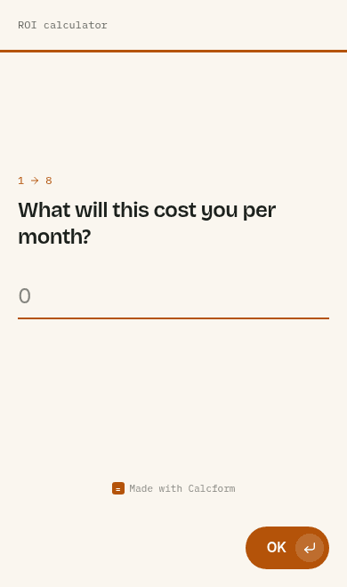 ROI calculator template on phone