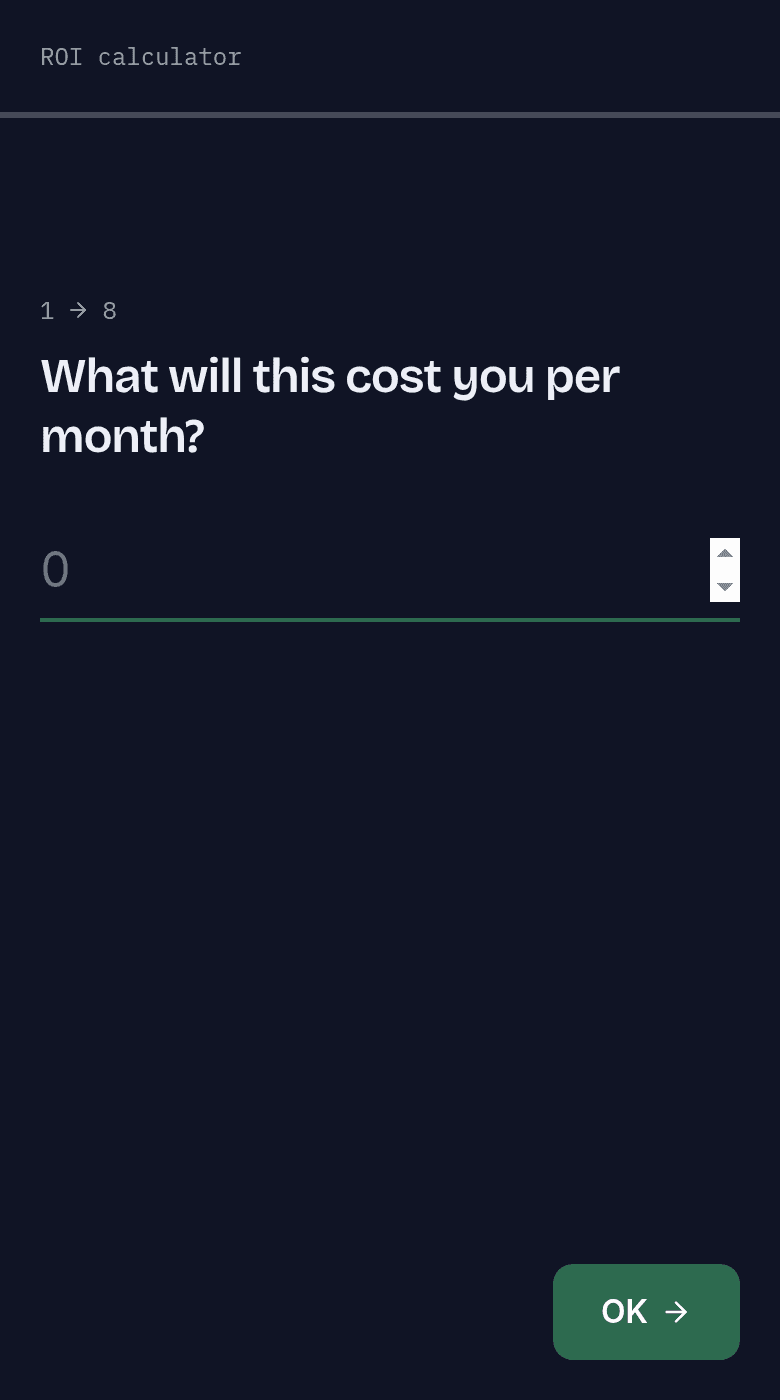 ROI calculator template on a phone